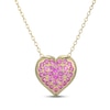 Thumbnail Image 1 of STUDIO BY KAY Pink Lab-Created Sapphire Pavé Heart Necklace 24K Yellow Gold Vermeil Sterling Silver 18"