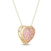 Thumbnail Image 2 of STUDIO BY KAY Pink Lab-Created Sapphire Pavé Heart Necklace 24K Yellow Gold Vermeil Sterling Silver 18"