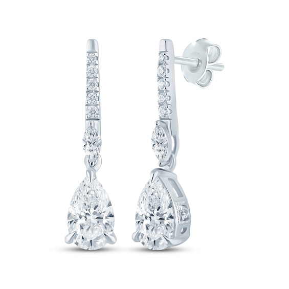 Monique Lhuillier Bliss Pear-Shaped Lab-Grown Diamond Drop Earrings 1-1/6 ct tw Platinum-Plated Sterling Silver