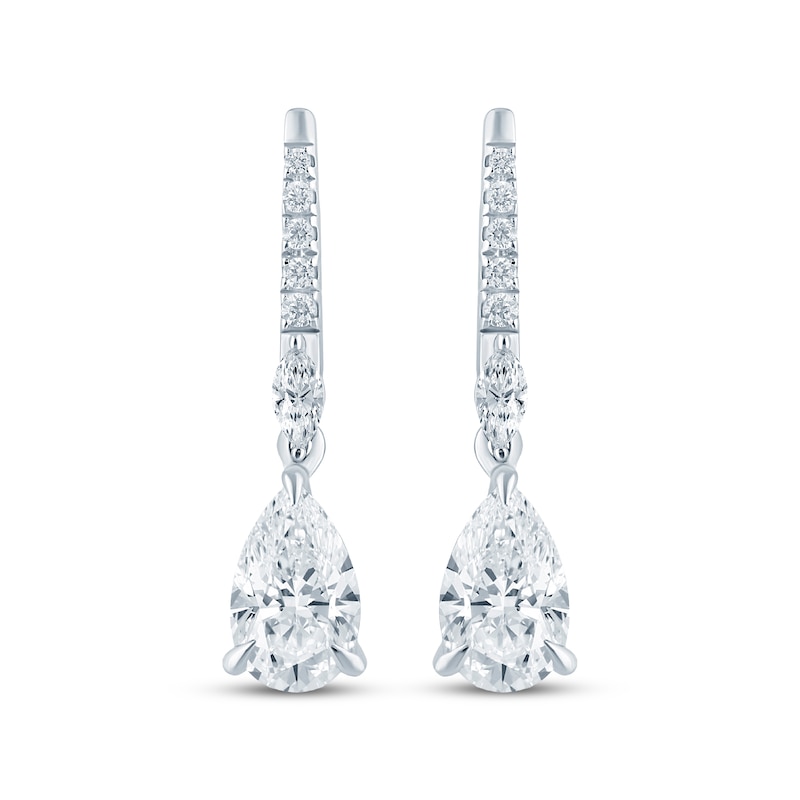 Main Image 2 of Monique Lhuillier Bliss Pear-Shaped Lab-Grown Diamond Drop Earrings 1-1/6 ct tw Platinum-Plated Sterling Silver