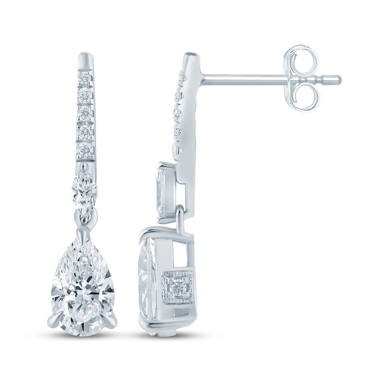 Main Image 3 of Monique Lhuillier Bliss Pear-Shaped Lab-Grown Diamond Drop Earrings 1-1/6 ct tw Platinum-Plated Sterling Silver