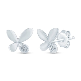 Monique Lhuillier Bliss Lab-Grown Diamond Accent Butterfly Stud Earrings Platinum-Plated Sterling Silver