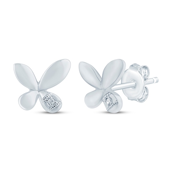 Monique Lhuillier Bliss Lab-Grown Diamond Accent Butterfly Stud Earrings Platinum-Plated Sterling Silver