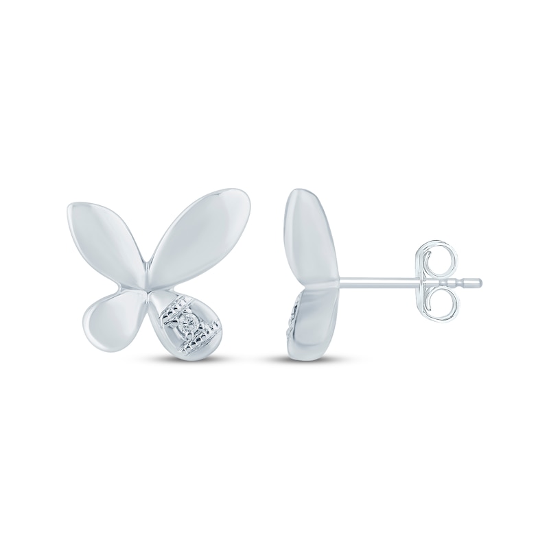 Main Image 3 of Monique Lhuillier Bliss Lab-Grown Diamond Accent Butterfly Stud Earrings Platinum-Plated Sterling Silver
