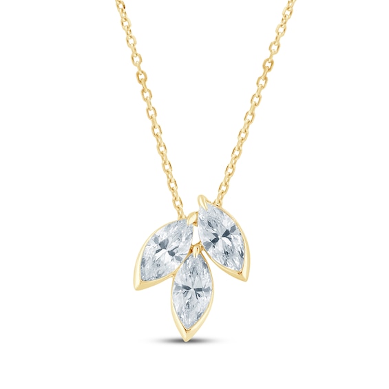 Monique Lhuillier Bliss Marquise-Cut Lab-Grown Diamond Trio Necklace 1 ct tw 24K Yellow Gold Vermeil Sterling Silver 18"