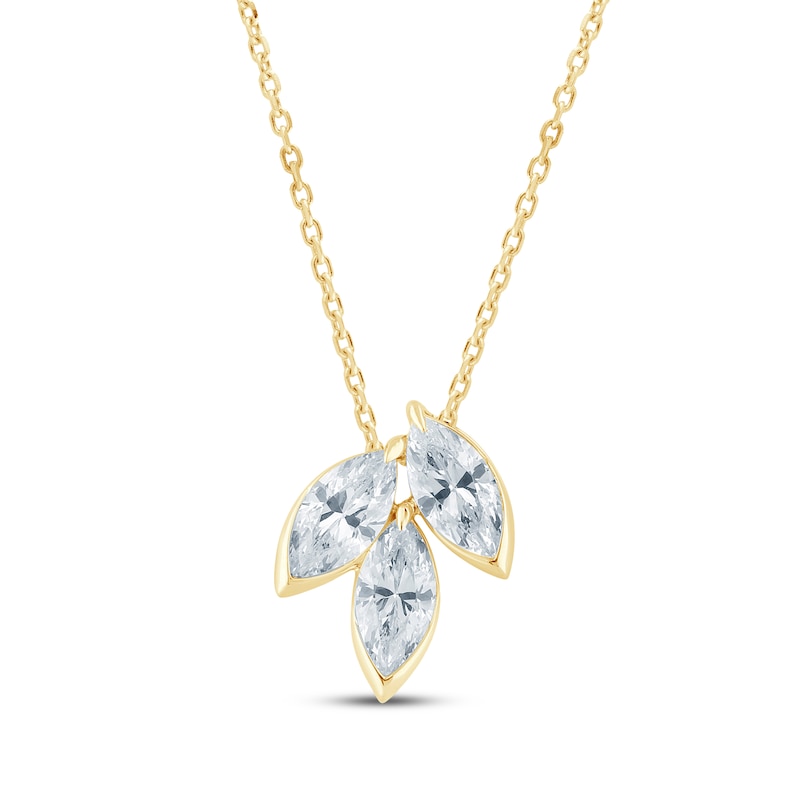 Main Image 1 of Monique Lhuillier Bliss Marquise-Cut Lab-Grown Diamond Trio Necklace 1 ct tw 24K Yellow Gold Vermeil Sterling Silver 18"
