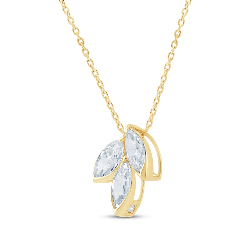 Main Image 2 of Monique Lhuillier Bliss Marquise-Cut Lab-Grown Diamond Trio Necklace 1 ct tw 24K Yellow Gold Vermeil Sterling Silver 18"