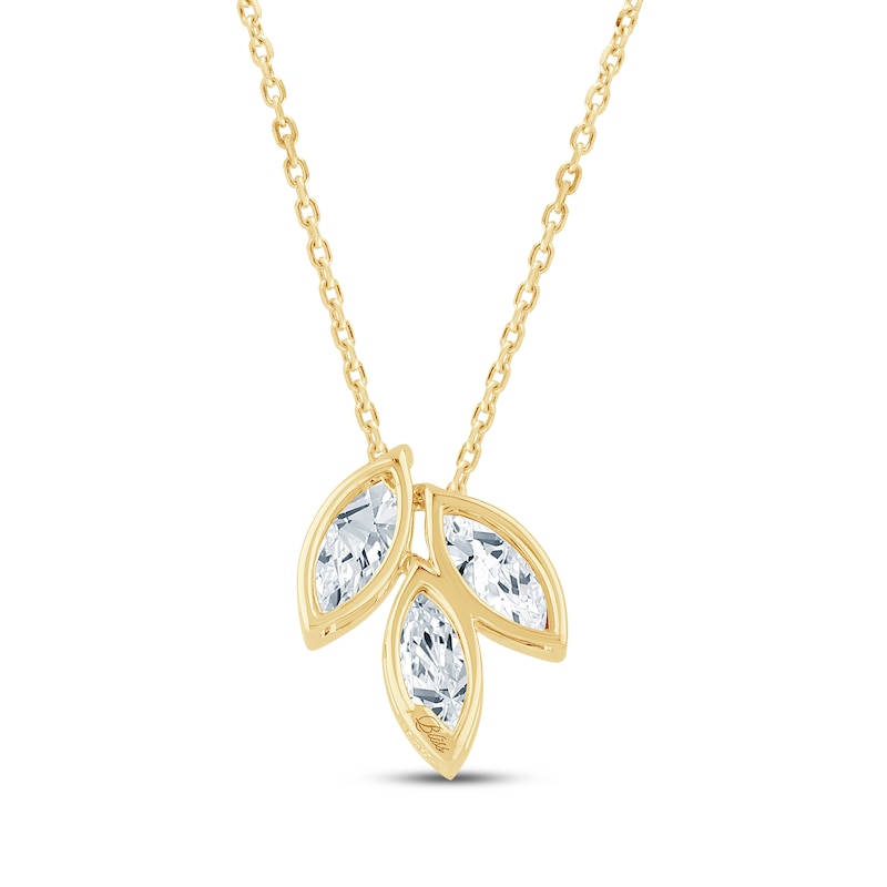 Main Image 3 of Monique Lhuillier Bliss Marquise-Cut Lab-Grown Diamond Trio Necklace 1 ct tw 24K Yellow Gold Vermeil Sterling Silver 18"