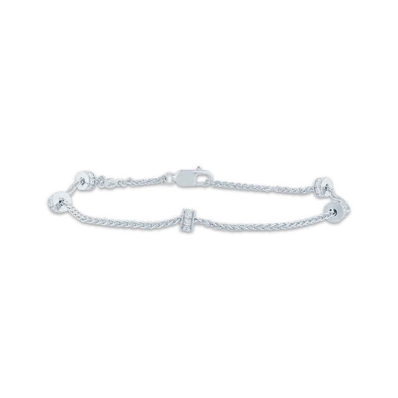 Main Image 1 of Monique Lhuillier Bliss Lab-Grown Diamond Disc Station Bracelet 1/3 ct tw Platinum-Plated Sterling Silver 7"