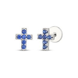STUDIO BY KAY Blue Lab-Created Sapphire Cross Stud Earrings Sterling Silver
