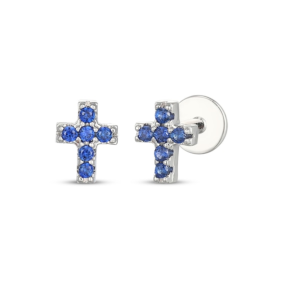 STUDIO BY KAY Blue Lab-Created Sapphire Cross Stud Earrings Sterling Silver