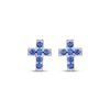 Thumbnail Image 2 of STUDIO BY KAY Blue Lab-Created Sapphire Cross Stud Earrings Sterling Silver
