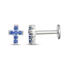Thumbnail Image 3 of STUDIO BY KAY Blue Lab-Created Sapphire Cross Stud Earrings Sterling Silver