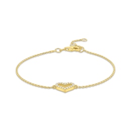 KAY Signature Collection Lab-Grown Diamond Mini Heart Bracelet 1/8 ct tw 18K Yellow Gold-Plated Sterling Silver 7.5"