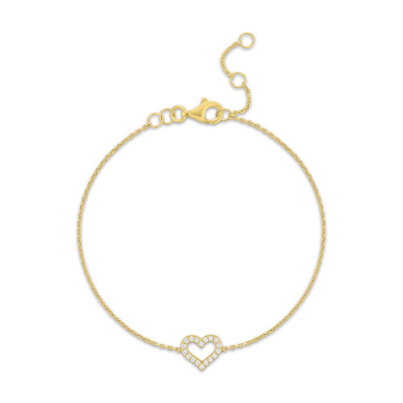 Main Image 2 of KAY Signature Collection Lab-Grown Diamond Mini Heart Bracelet 1/8 ct tw 18K Yellow Gold-Plated Sterling Silver 7.5"