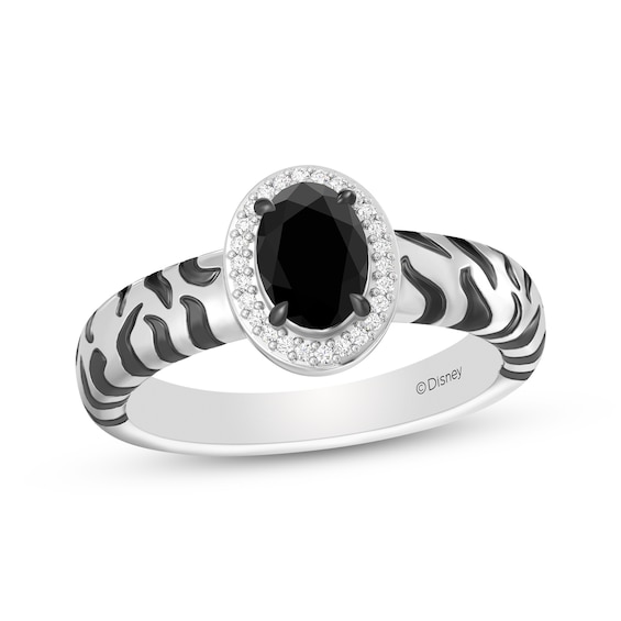 Disney Treasures The Lion King Oval-Cut Black Onyx & Diamond Ring 1/20 ct tw Sterling Silver