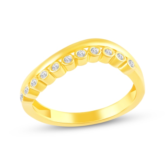 KAY Lab-Grown Diamonds Bezel-Set Wave Ring 1/10 ct tw 10K Yellow Gold