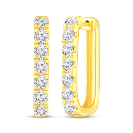 KAY Lab-Grown Diamonds Angled Hoop Earrings 3 ct tw 10K Yellow Gold