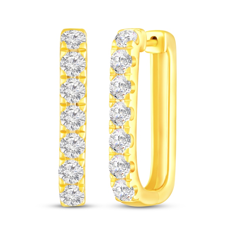 Main Image 1 of KAY Lab-Grown Diamonds Angled Hoop Earrings 3 ct tw 10K Yellow Gold