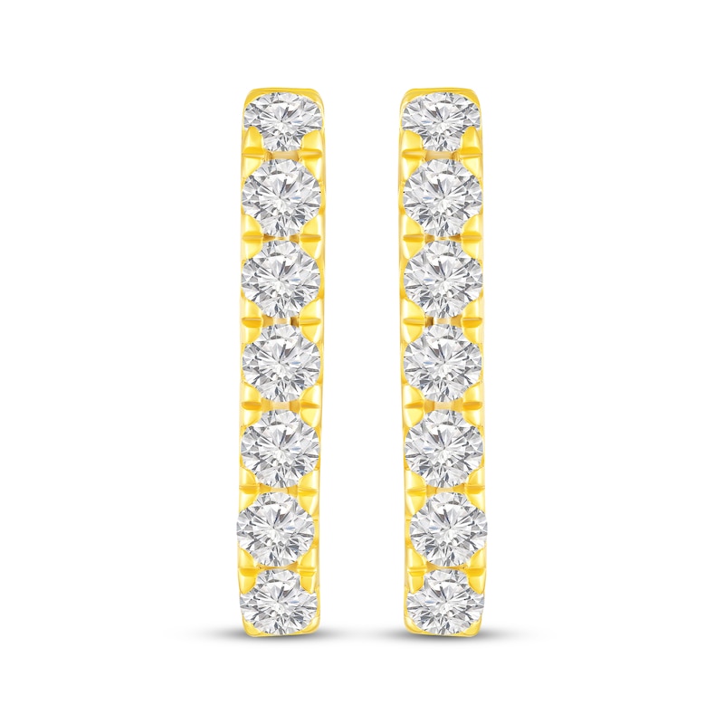 Main Image 2 of KAY Lab-Grown Diamonds Angled Hoop Earrings 3 ct tw 10K Yellow Gold