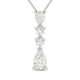KAY Lab-Grown Diamonds Pear-Shaped & Round-Cut Drop Necklace 1 ct tw Sterling Silver 18"