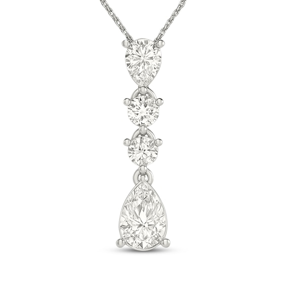 KAY Lab-Grown Diamonds Pear-Shaped & Round-Cut Drop Necklace 1 ct tw Sterling Silver 18"