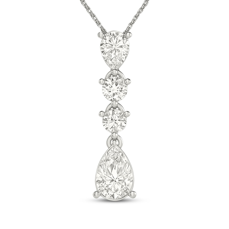 Main Image 1 of KAY Lab-Grown Diamonds Pear-Shaped & Round-Cut Drop Necklace 1 ct tw Sterling Silver 18"