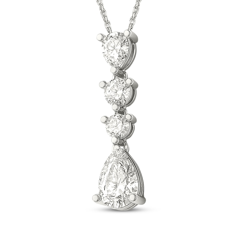Main Image 2 of KAY Lab-Grown Diamonds Pear-Shaped & Round-Cut Drop Necklace 1 ct tw Sterling Silver 18"