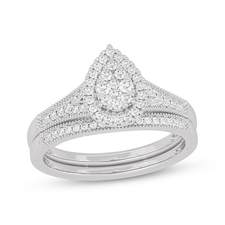 Now + Forever Round-Cut Diamond Pear-Shaped Bridal Set 3/8 ct tw 14K White Gold
