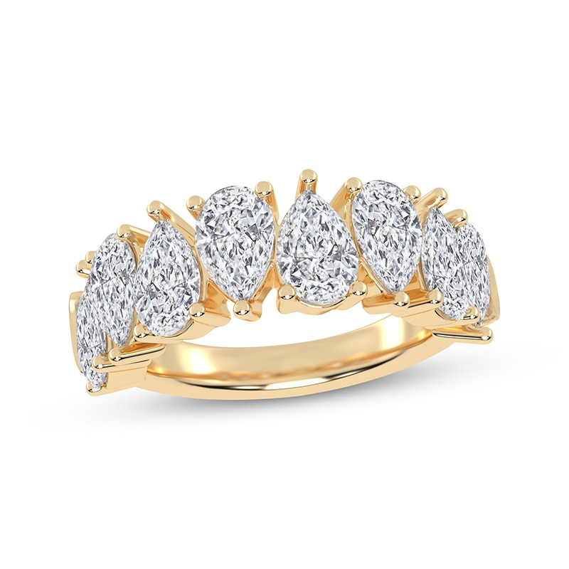 Main Image 1 of Now + Forever Lab-Grown Diamonds Pear-Shaped Alternating Anniversary Ring 4 ct tw 14K Yellow Gold