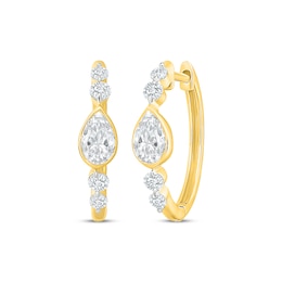 KAY Lab-Grown Diamonds Pear-Shaped & Round-Cut Hoop Earrings 1 ct tw 10K Yellow Gold