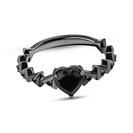 Star Wars Darth Vader Heart-Shaped Black Onyx & Black Diamond Accent Ring Black Rhodium Sterling Silver