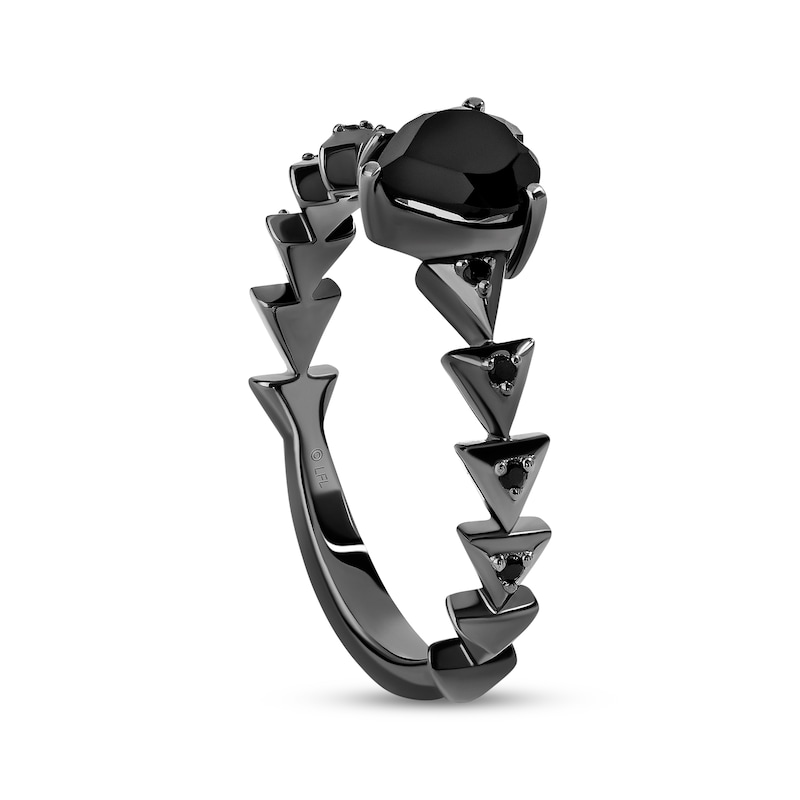 Main Image 2 of Star Wars Darth Vader Heart-Shaped Black Onyx & Black Diamond Accent Ring Black Rhodium Sterling Silver