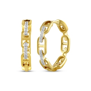 KAY Lab-Grown Diamonds Mariner Link Hoop Earrings 1/4 ct tw 14K Yellow Gold-Plated Sterling Silver