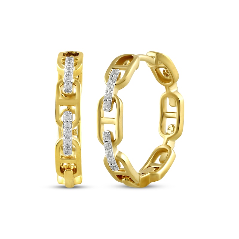 Main Image 1 of KAY Lab-Grown Diamonds Mariner Link Hoop Earrings 1/4 ct tw 14K Yellow Gold-Plated Sterling Silver