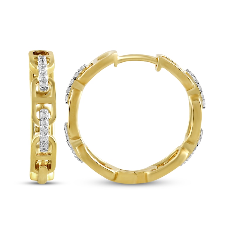 Main Image 3 of KAY Lab-Grown Diamonds Mariner Link Hoop Earrings 1/4 ct tw 14K Yellow Gold-Plated Sterling Silver