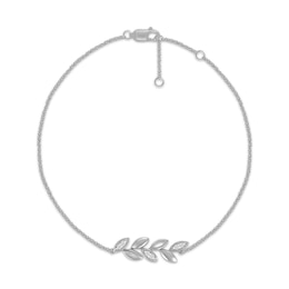 KAY Lab-Grown Diamonds Leaf Anklet 1/20 ct tw Sterling Silver 10"