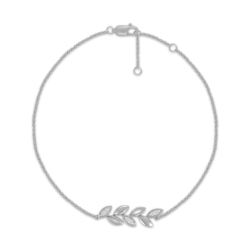 Main Image 1 of KAY Lab-Grown Diamonds Leaf Anklet 1/20 ct tw Sterling Silver 10"