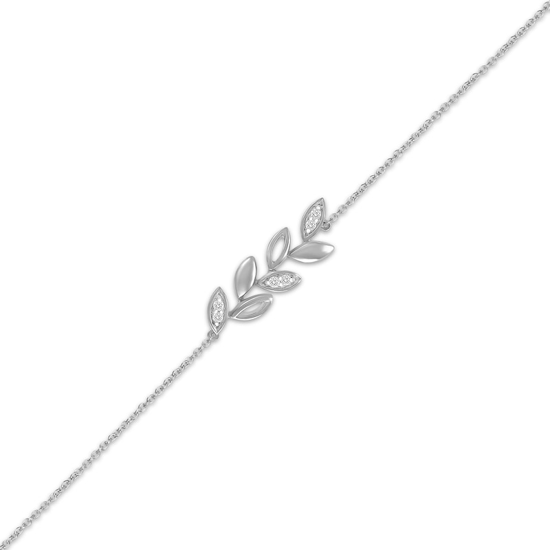 Main Image 2 of KAY Lab-Grown Diamonds Leaf Anklet 1/20 ct tw Sterling Silver 10"