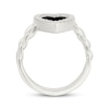 Thumbnail Image 3 of Heart-Shaped Black Onyx & White Lab-Created Sapphire Heart Chain Link Ring Sterling Silver