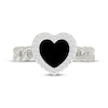 Thumbnail Image 4 of Heart-Shaped Black Onyx & White Lab-Created Sapphire Heart Chain Link Ring Sterling Silver
