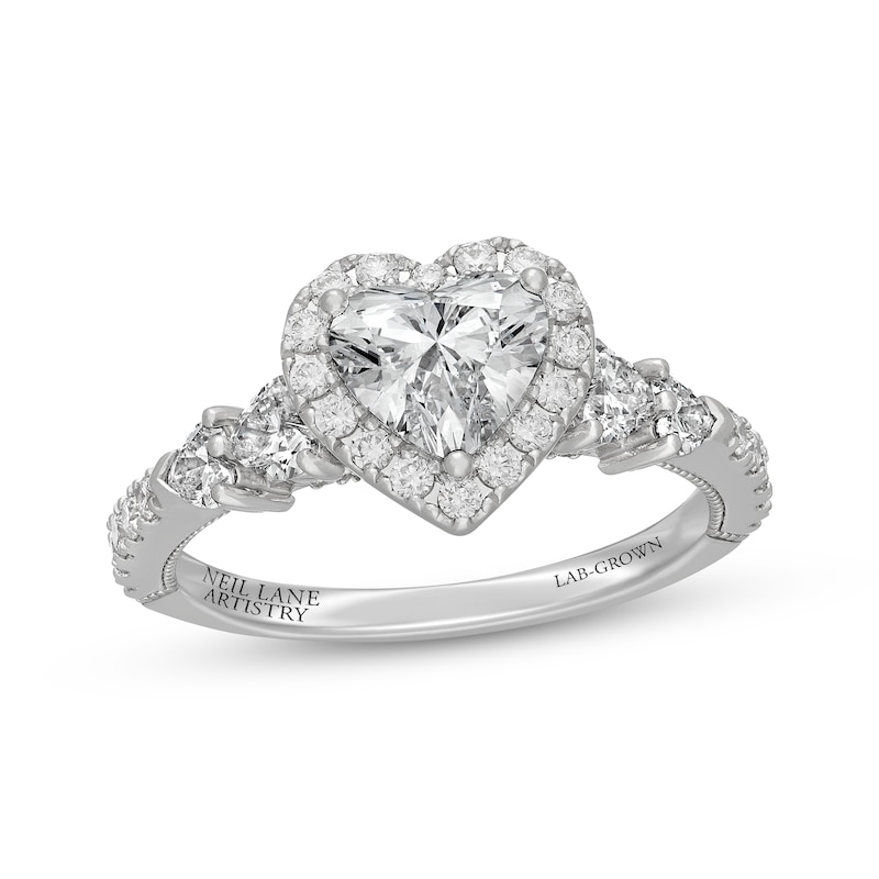 Main Image 1 of Neil Lane Artistry Heritage Heart-Shaped Lab-Grown Diamond Engagement Ring 1-7/8 ct tw 14K White Gold