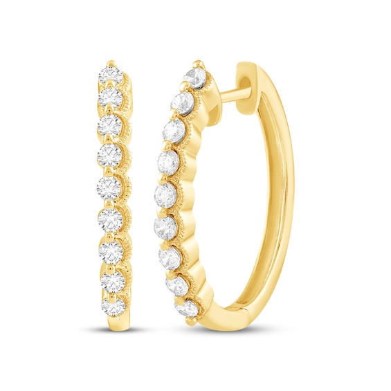 Diamond Hoop Earrings 1/2 ct tw 14K Yellow Gold