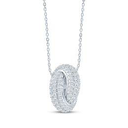 Monique Lhuillier Bliss Lab-Grown Diamond Love Knot Necklace 1/2 ct tw Platinum-Plated Sterling Silver 18"