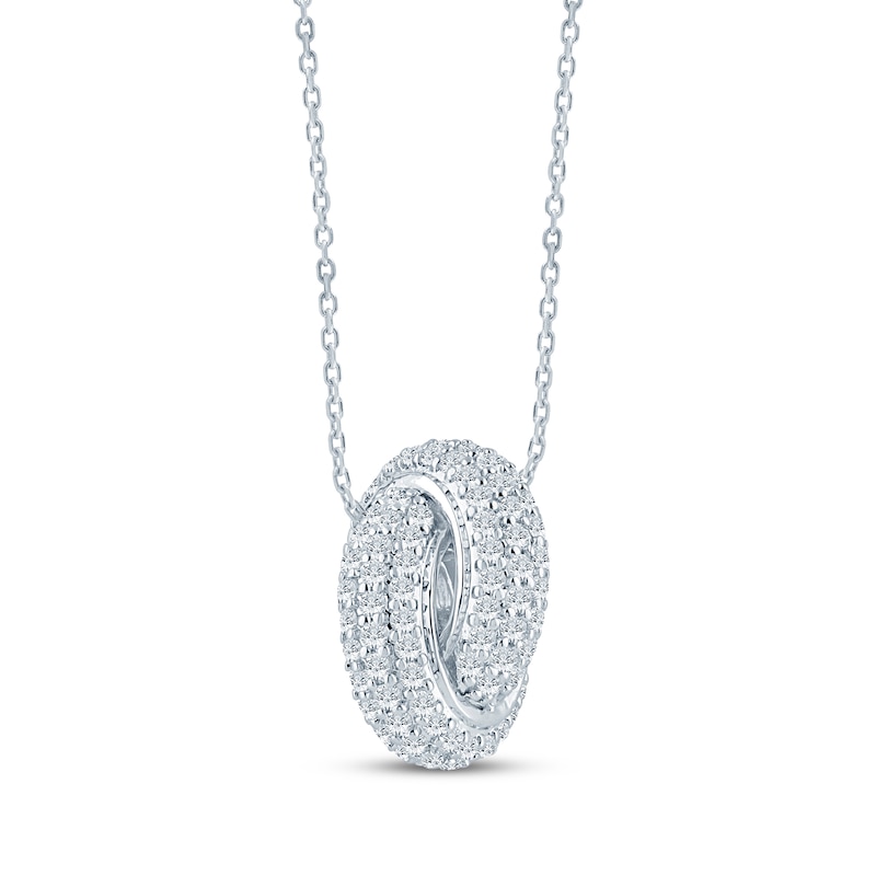 Main Image 1 of Monique Lhuillier Bliss Lab-Grown Diamond Crossover Domed Circles Necklace 1/2 ct tw Platinum-Plated Sterling Silver 18"