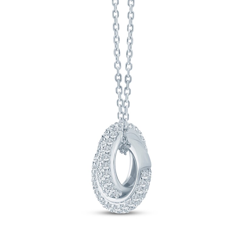Main Image 2 of Monique Lhuillier Bliss Lab-Grown Diamond Crossover Domed Circles Necklace 1/2 ct tw Platinum-Plated Sterling Silver 18"