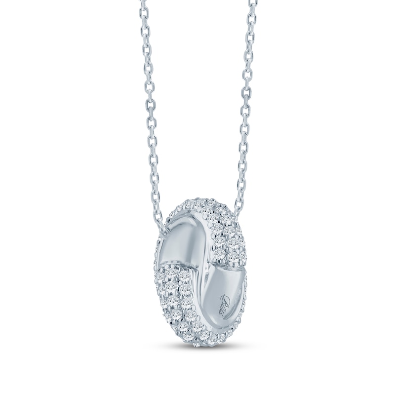 Main Image 3 of Monique Lhuillier Bliss Lab-Grown Diamond Crossover Domed Circles Necklace 1/2 ct tw Platinum-Plated Sterling Silver 18"
