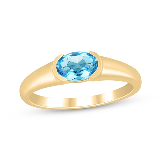 STUDIO BY KAY Oval-Cut Swiss Blue Topaz Solitaire Ring 24K Yellow Gold Vermeil Sterling Silver