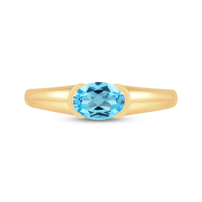 Main Image 3 of STUDIO BY KAY Oval-Cut Swiss Blue Topaz Solitaire Ring 24K Yellow Gold Vermeil Sterling Silver