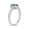 Thumbnail Image 2 of Cushion-Cut Oceanic Blue Topaz & White Lab-Created Sapphire Halo Ring Sterling Silver